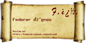 Federer Ágnes névjegykártya